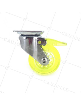 RUEDA DE DISEÑO CON FRENO TRANSPARENTE AMARILLA CON UN DIÁMETRO DE 50 MM CARGA 35 KG - CRYSTALJ50 PAF