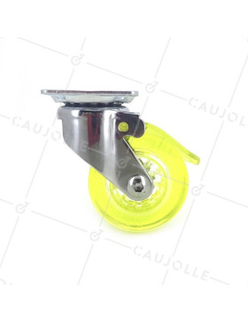 RUEDA DE DISEÑO CON FRENO TRANSPARENTE AMARILLA CON UN DIÁMETRO DE 50 MM CARGA 35 KG - CRYSTALJ50 PAF