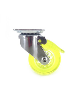 RUEDA DE DISEÑO CON FRENO TRANSPARENTE AMARILLA CON UN DIÁMETRO DE 50 MM CARGA 35 KG - CRYSTALJ50 PAF