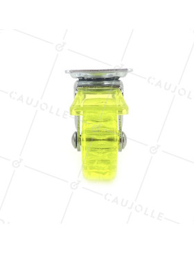 RUEDA DE DISEÑO CON FRENO TRANSPARENTE AMARILLA CON UN DIÁMETRO DE 50 MM CARGA 35 KG - CRYSTALJ50 PAF