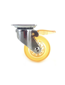 RUEDA DE DISEÑO CON FRENO TRANSPARENTE NARANJA CON UN DIÁMETRO DE 50 MM CARGA 35 KG - CRYSTAL OR50 PAF