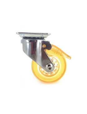 RUEDA DE DISEÑO CON FRENO TRANSPARENTE NARANJA CON UN DIÁMETRO DE 50 MM CARGA 35 KG - CRYSTAL OR50 PAF