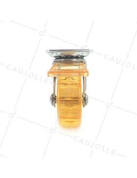 RUEDA DE DISEÑO CON FRENO TRANSPARENTE NARANJA CON UN DIÁMETRO DE 50 MM CARGA 35 KG - CRYSTAL OR50 PAF
