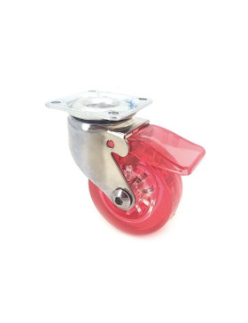 RUEDA DE DISEÑO CON FRENO TRANSPARENTE ROJA CON UN DIÁMETRO DE 50 MM CARGA 35 KG - CRYSTAL R50 PAF
