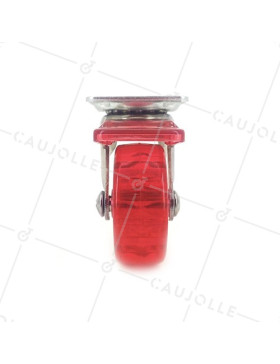 RUEDA DE DISEÑO CON FRENO TRANSPARENTE ROJA CON UN DIÁMETRO DE 50 MM CARGA 35 KG - CRYSTAL R50 PAF