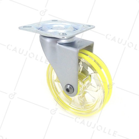 RUEDA DE DISEÑO TRANSPARENTE AMARILLA CON UN DIÁMETRO DE 75 MM CARGA 50 KG - CRYSTALJ75P • Caujolle