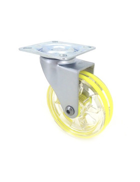 RUEDA DE DISEÑO TRANSPARENTE AMARILLA CON UN DIÁMETRO DE 75 MM CARGA 50 KG - CRYSTALJ75P