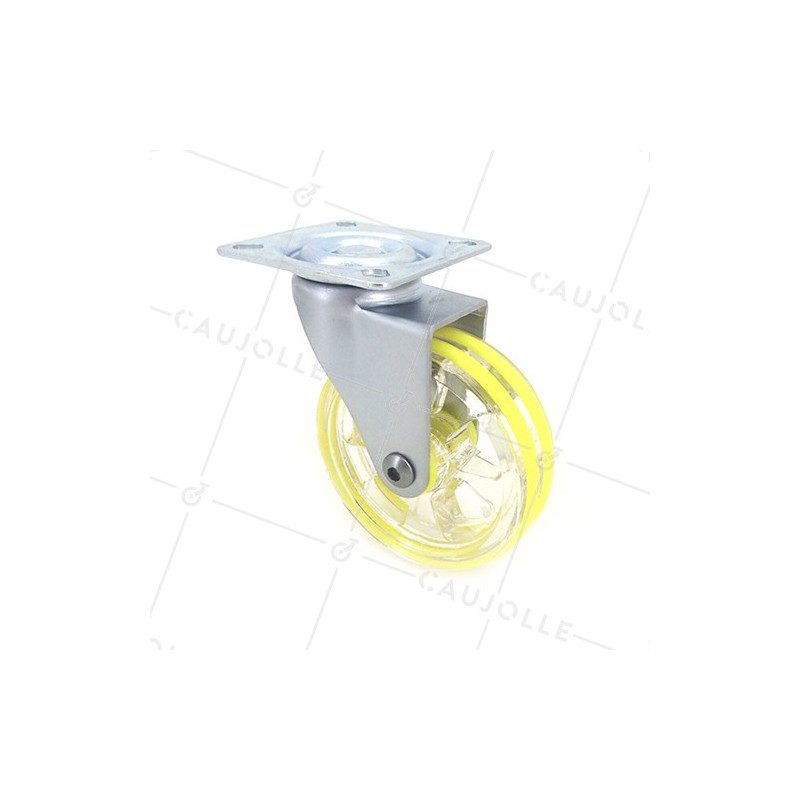 RUEDA DE DISEÑO TRANSPARENTE AMARILLA CON UN DIÁMETRO DE 75 MM CARGA 50 KG - CRYSTALJ75P