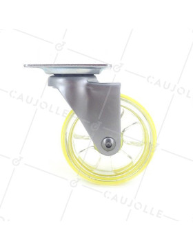 RUEDA DE DISEÑO TRANSPARENTE AMARILLA CON UN DIÁMETRO DE 75 MM CARGA 50 KG - CRYSTALJ75P