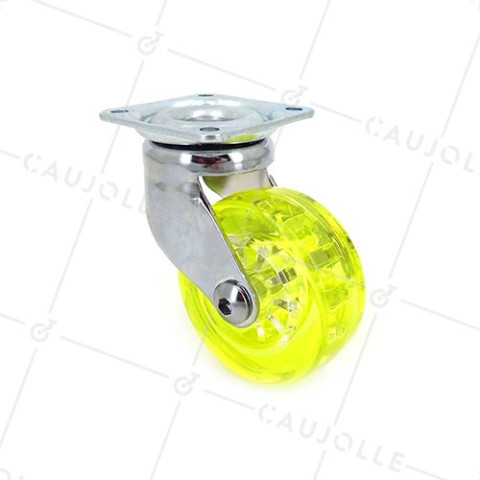 RUEDA DE DISEÑO TRANSPARENTE AMARILLA CON UN DIÁMETRO DE 50 MM CARGA 35 KG - CRYSTAL J50 P • Caujolle