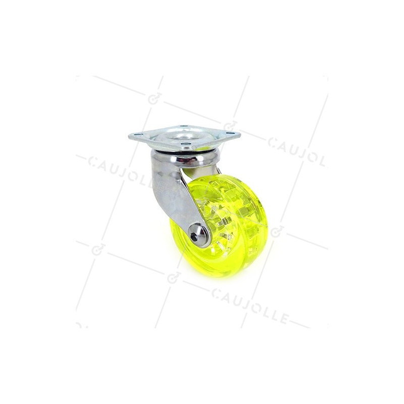 RUEDA DE DISEÑO TRANSPARENTE AMARILLA CON UN DIÁMETRO DE 50 MM CARGA 35 KG - CRYSTAL J50 P