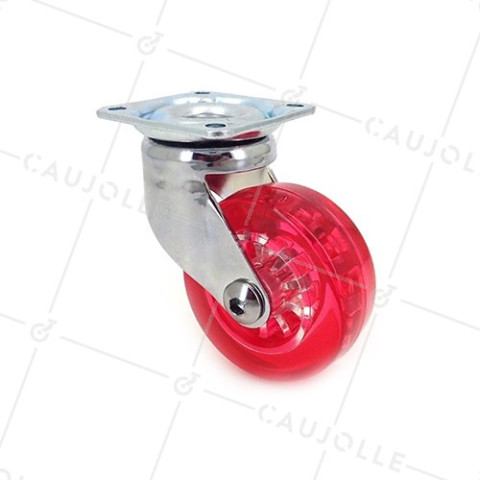 RUEDA DE DISEÑO TRANSPARENTE ROJA CON UN DIÁMETRO DE 50 MM CARGA 35 KG - CRYSTAL R50 P • Caujolle
