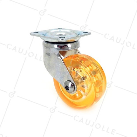 RUEDA DE DISEÑO TRANSPARENTE NARANJA CON UN DIÁMETRO DE 50 MM CARGA 35 KG - CRYSTAL OR50 P • Caujolle