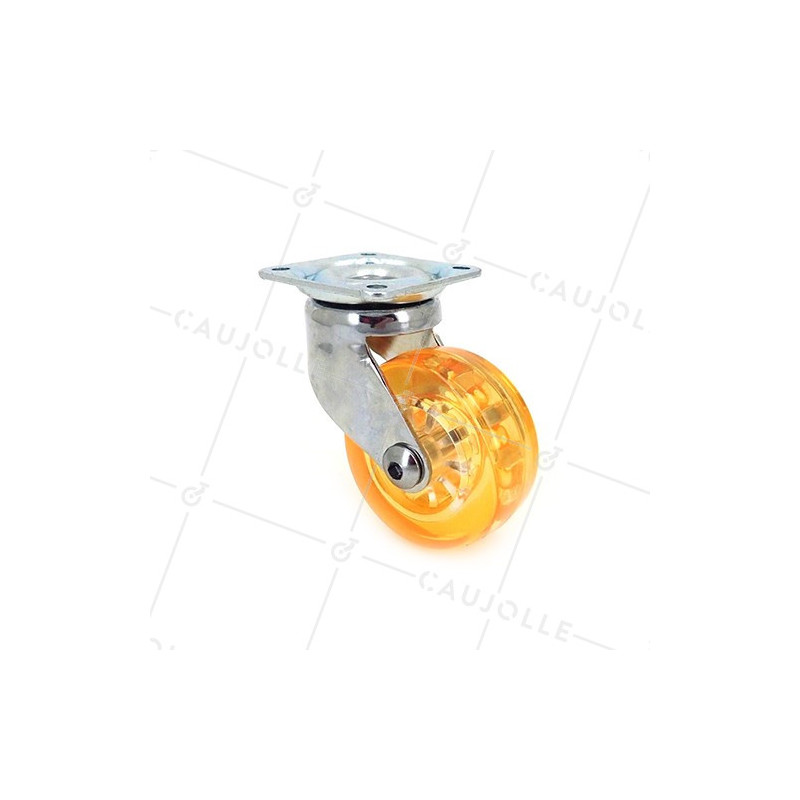 RUEDA DE DISEÑO TRANSPARENTE NARANJA CON UN DIÁMETRO DE 50 MM CARGA 35 KG - CRYSTAL OR50 P