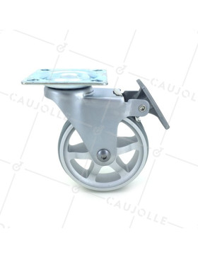 RUEDA DE DISEÑO DE ALUMINIO GRIS CON FRENO Y UN DIÁMETRO DE 75 MM CARGA 45 KG - ALUSTYL75PAF
