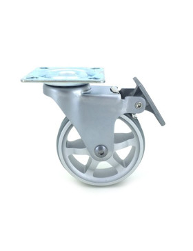 RUEDA DE DISEÑO DE ALUMINIO GRIS CON FRENO Y UN DIÁMETRO DE 75 MM CARGA 45 KG - ALUSTYL75PAF