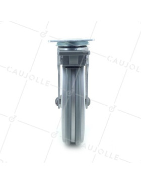 RUEDA DE DISEÑO CON FRENO DE ALUMINIO GRIS CON UN DIÁMETRO DE 125 MM CARGA 70 KG - ALUSTYL125PAF