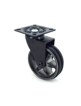 RUEDA DE DISEÑO DE ALUMINIO NEGRO PULIDO CON UN DIÁMETRO DE 75 MM CARGA 45 KG - BLACKSTYL75P