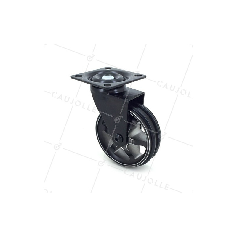 RUEDA DE DISEÑO DE ALUMINIO NEGRO PULIDO CON UN DIÁMETRO DE 75 MM CARGA 45 KG - BLACKSTYL75P