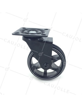 RUEDA DE DISEÑO DE ALUMINIO NEGRO PULIDO CON UN DIÁMETRO DE 75 MM CARGA 45 KG - BLACKSTYL75P