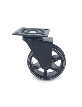 RUEDA DE DISEÑO DE ALUMINIO NEGRO PULIDO CON UN DIÁMETRO DE 75 MM CARGA 45 KG - BLACKSTYL75P