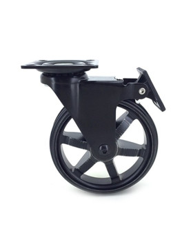 RUEDA DE DISEÑO DE ALUMINIO NEGRO PULIDO CON UN FRENO Y UN DIÁMETRO DE 100 MM CARGA 55 KG - BLACKSTYL 100PAF
