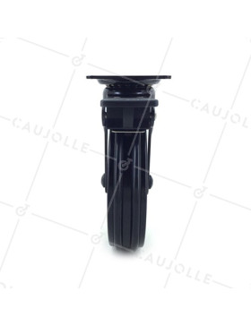 RUEDA DE DISEÑO DE ALUMINIO NEGRO PULIDO CON UN FRENO Y UN DIÁMETRO DE 100 MM CARGA 55 KG - BLACKSTYL 100PAF
