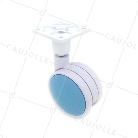 RULETA DE PLÁSTICO AZUL Y BLANCO CON UN DIÁMETRO DE 75 MM CARGA 60 KG - MACARON BLEUE • Caujolle