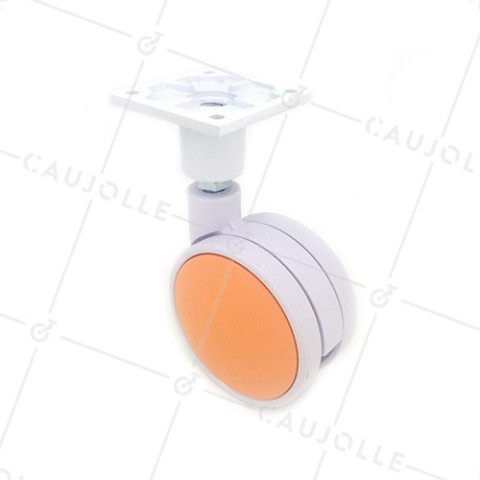 RULETA DE PLÁSTICO NARANJA Y BLANCA CON UN DIÁMETRO DE 75 MM CARGA 60 KG - MACARON ORANGE • Caujolle