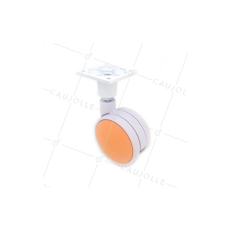 RULETA DE PLÁSTICO NARANJA Y BLANCA CON UN DIÁMETRO DE 75 MM CARGA 60 KG - MACARON ORANGE