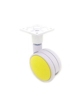 RULETA DE PLÁSTICO AMARILLA Y BLANCA CON UN DIÁMETRO DE 75 MM CARGA 60 KG