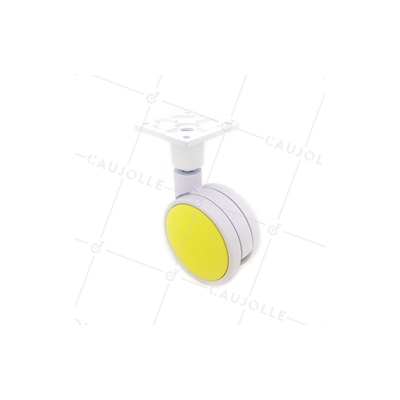 RULETA DE PLÁSTICO AMARILLA Y BLANCA CON UN DIÁMETRO DE 75 MM CARGA 60 KG