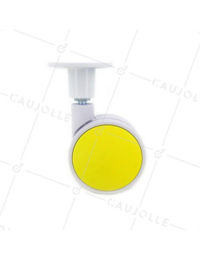 RULETA DE PLÁSTICO AMARILLA Y BLANCA CON UN DIÁMETRO DE 75 MM CARGA 60 KG