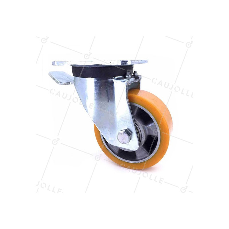 RUEDA CON FRENO DE POLIURETANO REFORZADA Y LLANTA DE ALUMINIO CON UN DIÁMETRO DE 125 MM CARGA 450 KG - S78AR 125AF