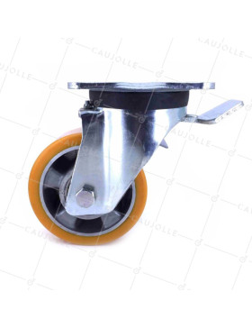 RUEDA CON FRENO DE POLIURETANO REFORZADA Y LLANTA DE ALUMINIO CON UN DIÁMETRO DE 125 MM CARGA 450 KG - S78AR 125AF