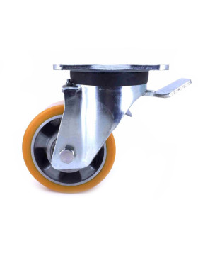 RUEDA CON FRENO DE POLIURETANO REFORZADA Y LLANTA DE ALUMINIO CON UN DIÁMETRO DE 125 MM CARGA 450 KG - S78AR 125AF