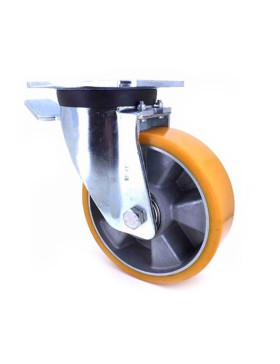 RUEDA CON FRENO DE POLIURETANO REFORZADA Y LLANTA DE ALUMINIO CON UN DIÁMETRO DE 160 MM CARGA 600 KG - S78AR 160AF
