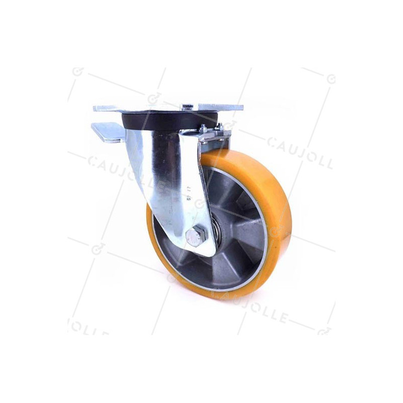 RUEDA CON FRENO DE POLIURETANO REFORZADA Y LLANTA DE ALUMINIO CON UN DIÁMETRO DE 160 MM CARGA 600 KG - S78AR 160AF