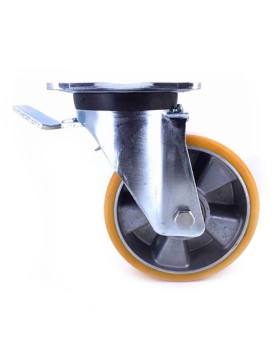 RUEDA CON FRENO DE POLIURETANO REFORZADA Y LLANTA DE ALUMINIO CON UN DIÁMETRO DE 160 MM CARGA 600 KG - S78AR 160AF