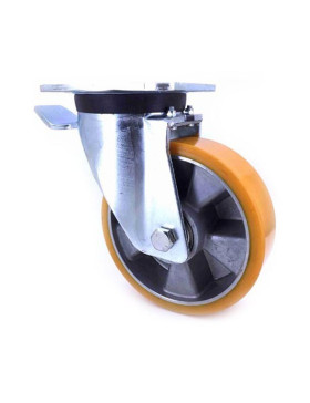 RUEDA CON FRENO DE POLIURETANO REFORZADA Y LLANTA DE ALUMINIO CON UN DIÁMETRO DE 160 MM CARGA 600 KG - S78AR 160AF