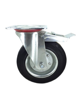 RUEDA CON FRENO REFORZADA DE MANIPULACIÓN DE CAUCHO CON 200 MM DE DIÁMETRO Y 250 KG DE CARGA - S72R 200AF