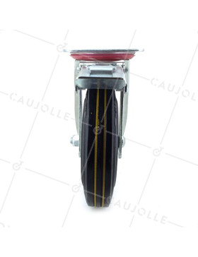 RUEDA CON FRENO REFORZADA DE MANIPULACIÓN DE CAUCHO CON 200 MM DE DIÁMETRO Y 250 KG DE CARGA - S72R 200AF