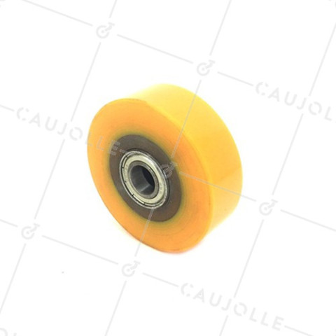 RUEDA DE TRANSPALETA, DIÁMETRO DE 82 MM, ANCHO DE 28 MM, CARGA DE 500 KG, EJE DE 15 MM DE BOLAS • Caujolle