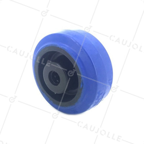 RUEDA INDUSTRIAL DE CAUCHO, FLEXIBLE, AZUL, NO MANCHA, DIÁMETRO DE 80 MM, CARGA DE 100 KG, EJE DE 12 MM RODILLOS • Caujolle