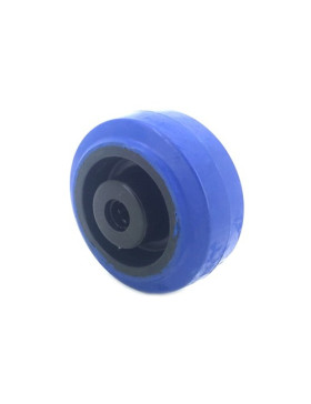 ROUE INDUSTRIELLE NON TACHANTE CAOUTCHOUC SOUPLE BLEU DIAMÈTRE 80MM AXE 12 MM