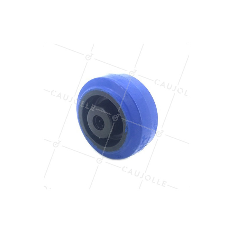 ROUE INDUSTRIELLE NON TACHANTE CAOUTCHOUC SOUPLE BLEU DIAMÈTRE 80MM AXE 12 MM