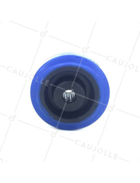 ROUE INDUSTRIELLE NON TACHANTE CAOUTCHOUC SOUPLE BLEU DIAMÈTRE 80MM AXE 12 MM