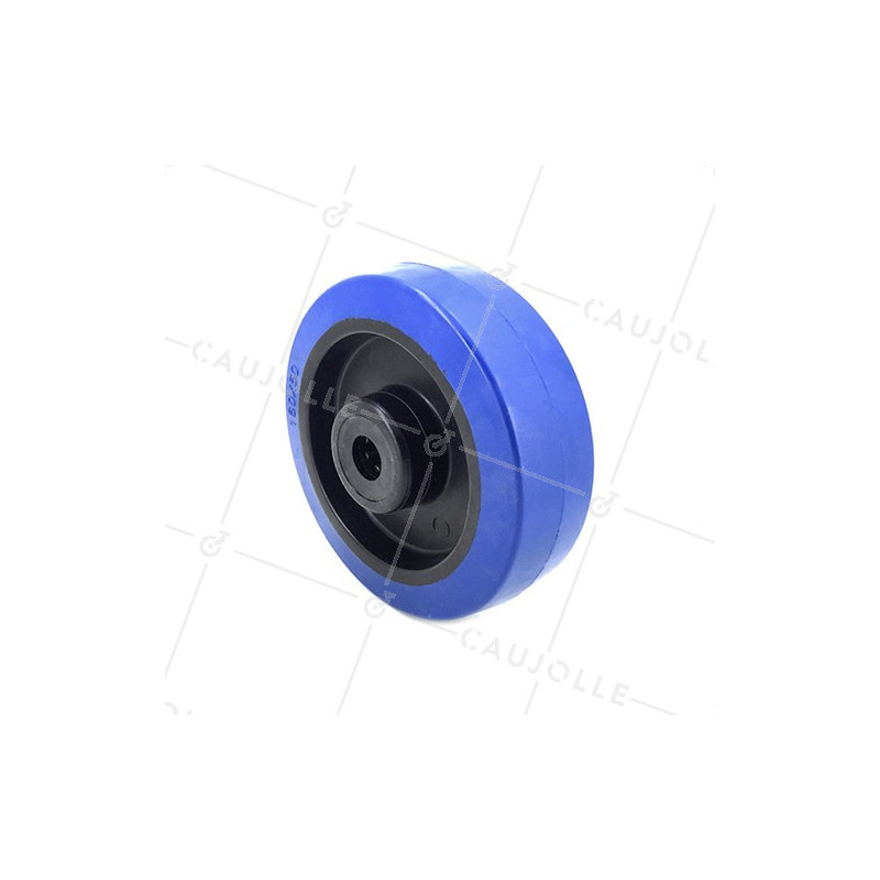 ROUE INDUSTRIELLE NON TACHANTE CAOUTCHOUC SOUPLE BLEU DIAMÈTRE 160MM AXE 20 MM