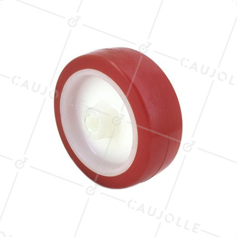 RUEDA INDUSTRIAL ESTRECHA DE POLIURETANO ROJO DIÁMETRO DE 80 MM, CARGA DE 150 KG Y EJE DE 8 MM • Caujolle