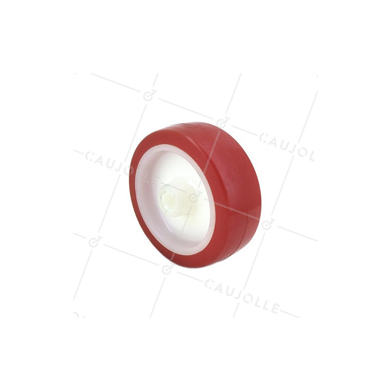 ROUE INDUSTRIELLE ETROITE POLYURÉTHANE ROUGE DIAMÈTRE 80 MM AXE 8 MM